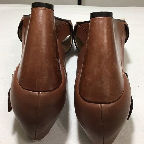 Naked Feet Brown Leather Dorado Wedge Heel Open Toe Sandal Size 8.5 - Picture 6 of 9
